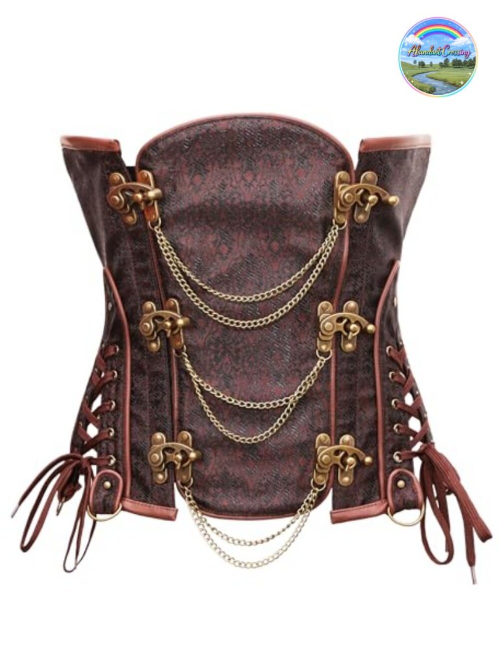 Underbust Corset Steel Boned Faux Leather Waist Cincher Steampunk Bustier